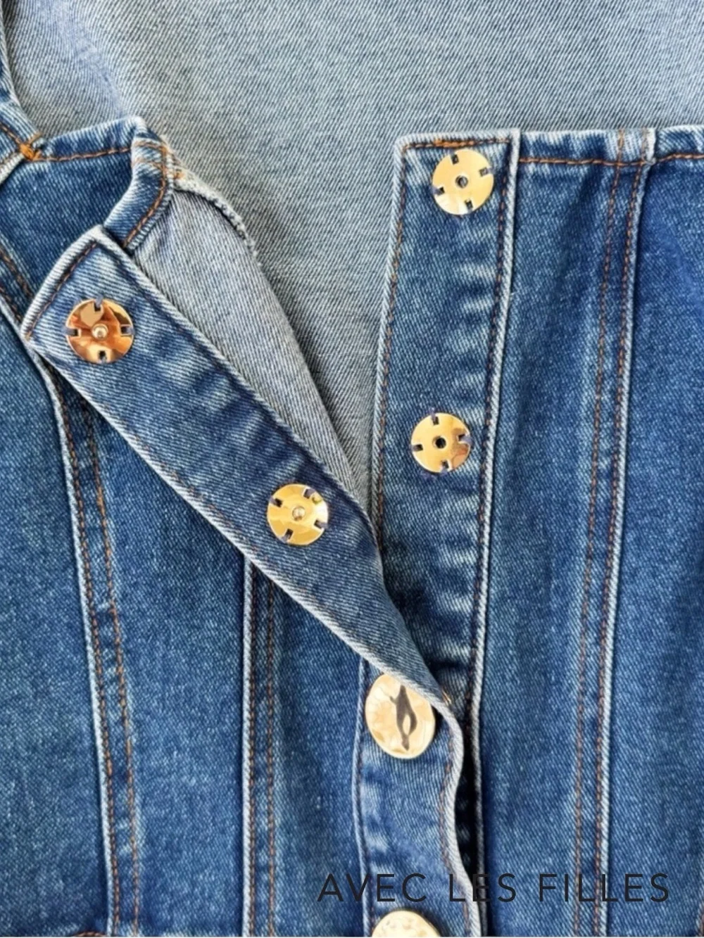 Avec Les Filles **NWT** Denim Puff Sleeve Square Neck Cropped Blue Jean Jacket - Picture 7 of 11